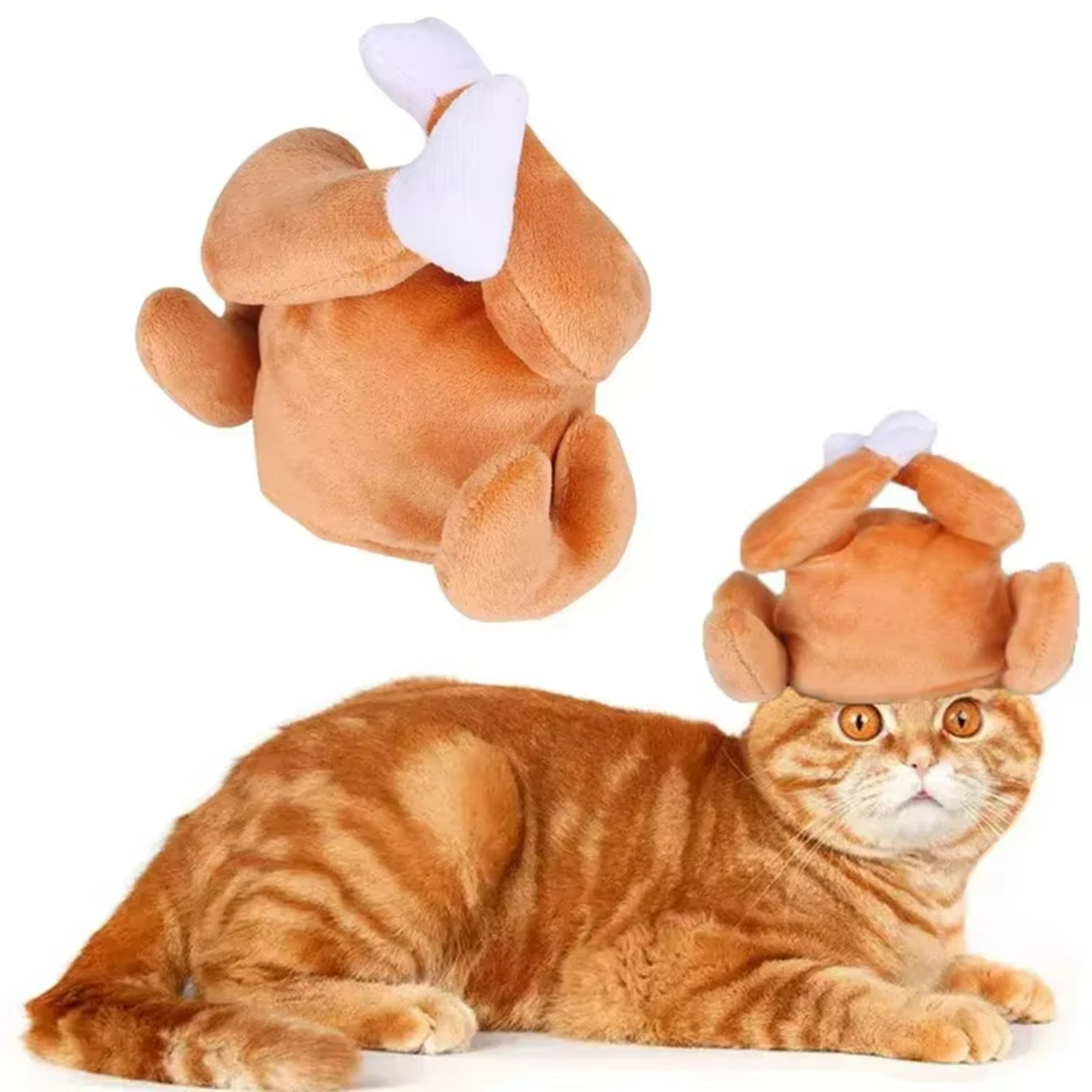 Pet Cat Plush Hat Adjustable Size Dress Up Chicken Leg Headdress Birthday Gifts For Halloween Christmas Party Pet Supplies