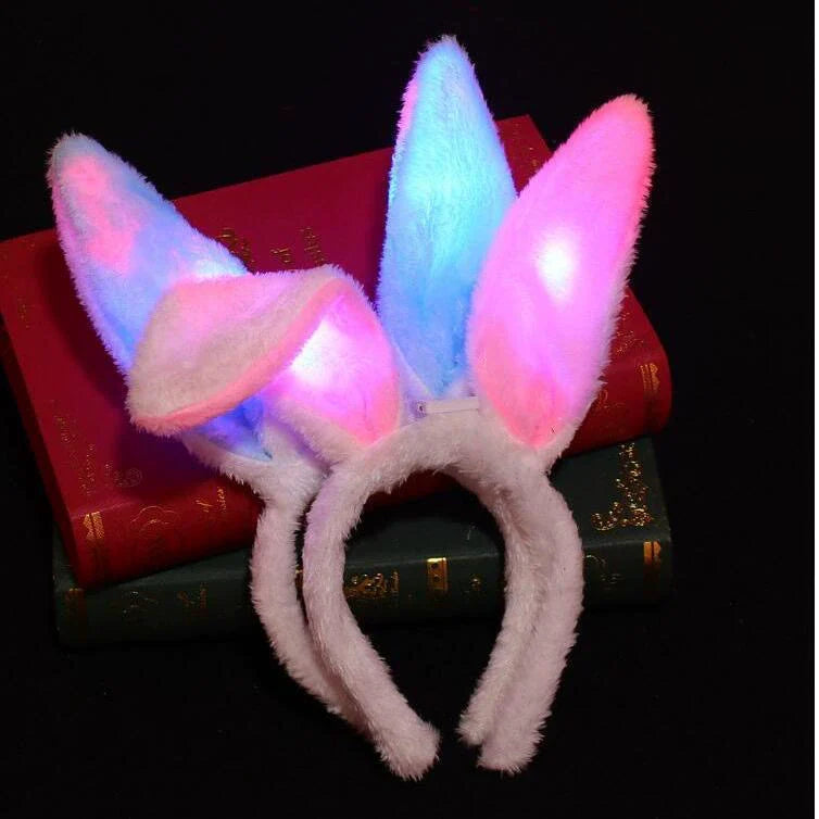 TA1510 Luminous Stuffed Rabbit Ears Halloween Luminous Hair Accessories